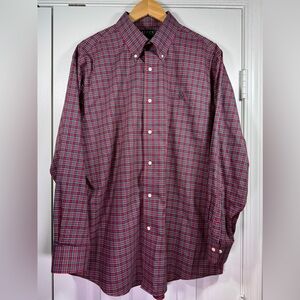 Ralph Lauren Red and Blue Plaid Men's Shirt XL